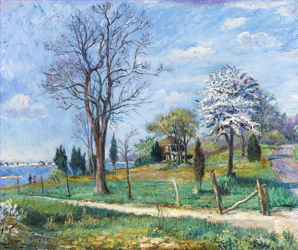 un paisaje a orillas del lago de 1953 Pintura al óleo